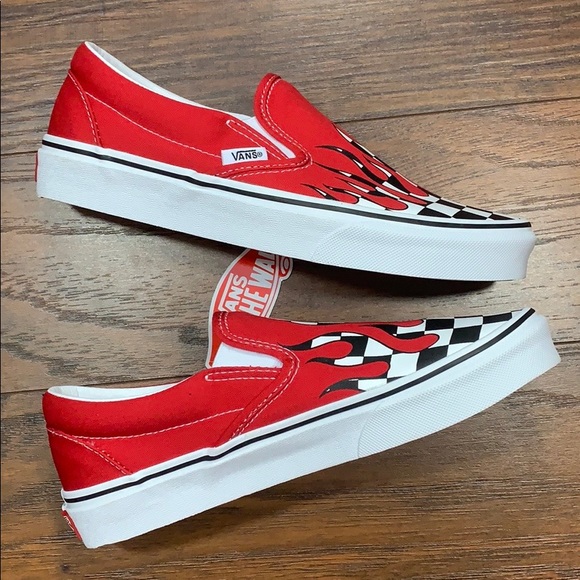 VANS CLASSIC SLIP-ON CHECKER FLAME Racing Red men’ - Picture 3 of 16